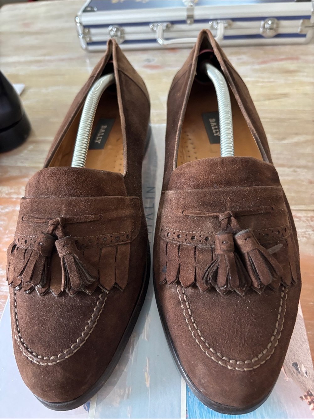 Bally Brown Suede Tassel Loafers for Men